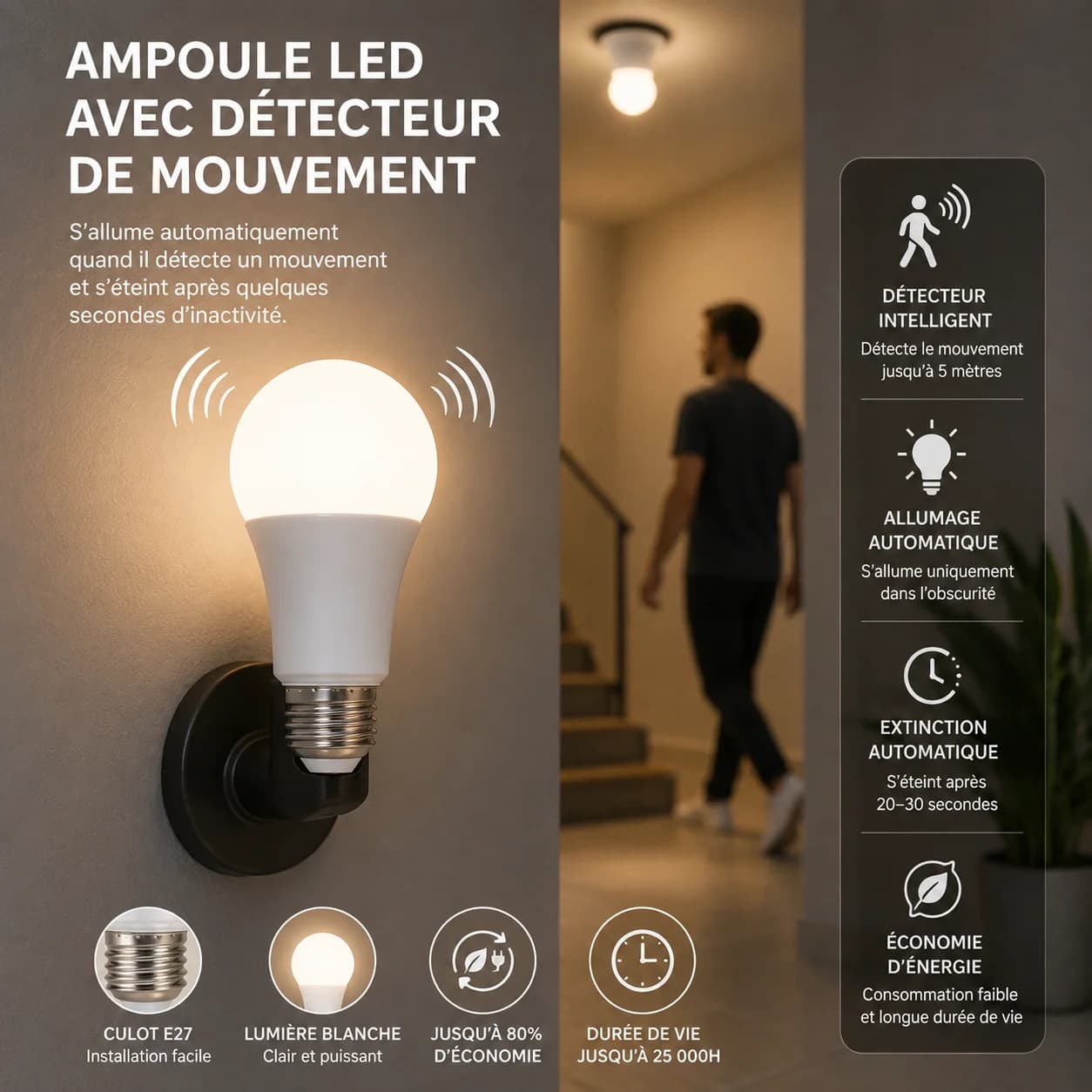 lamp avec detecteur de mouvement